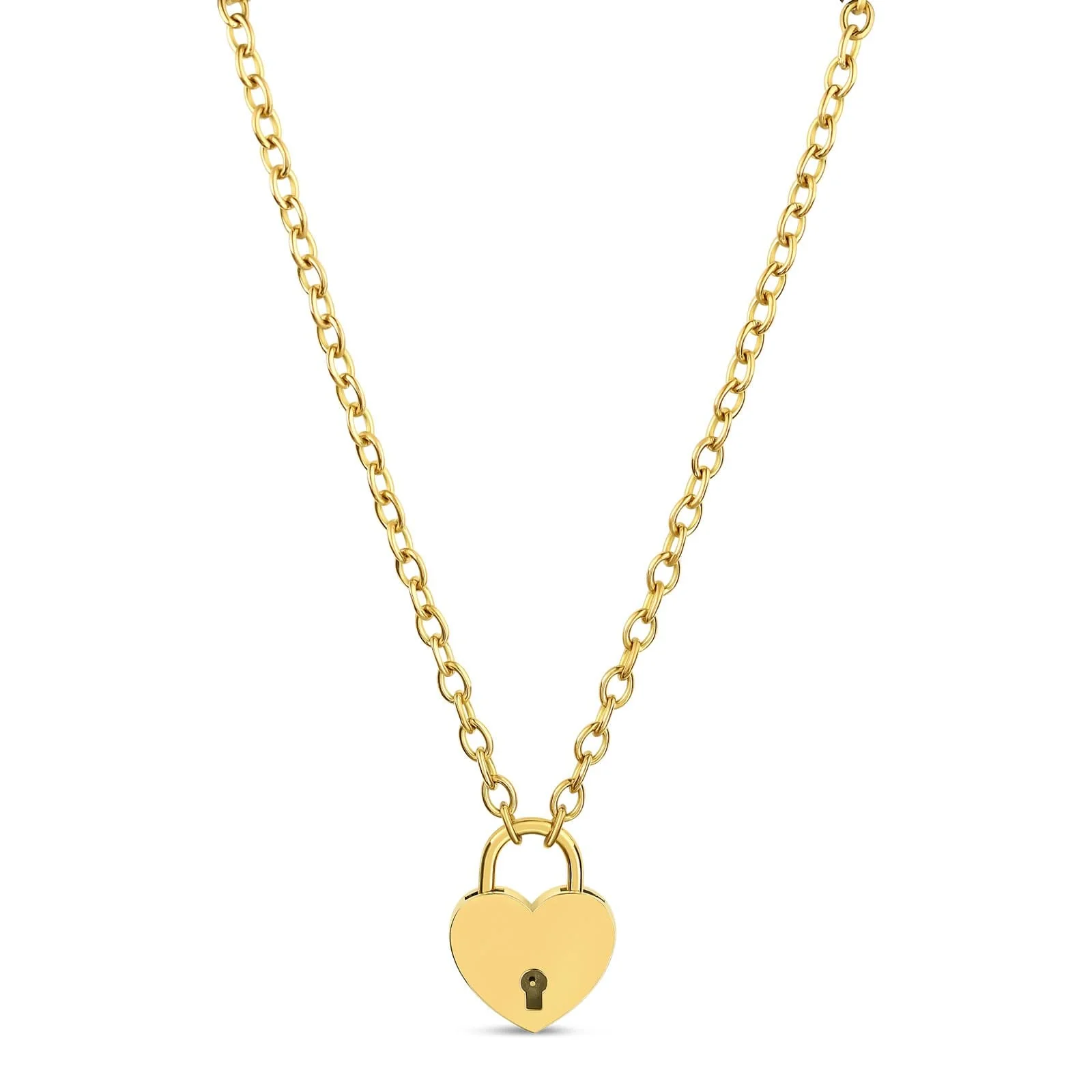 Chain Necklace with Heart Lock - Image 4