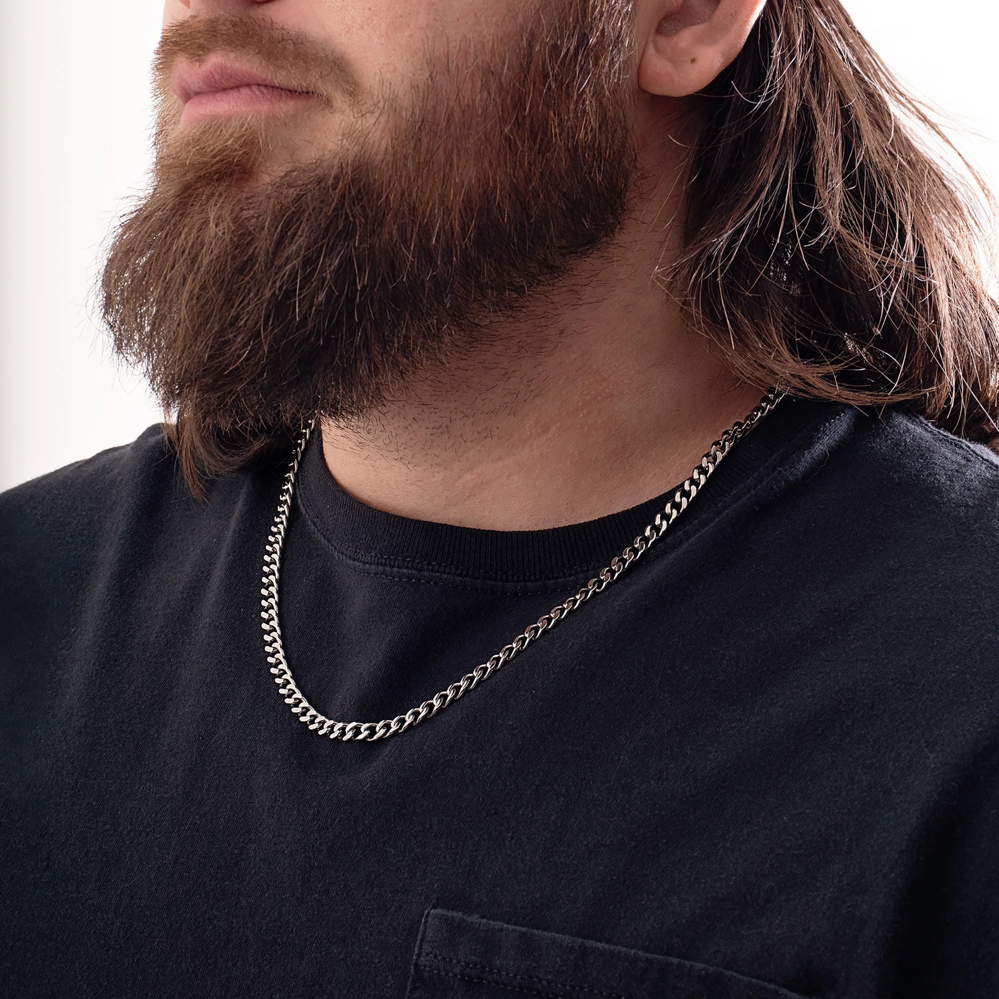 Chain Necklace with Locking Clasp - Titanium - Image 4
