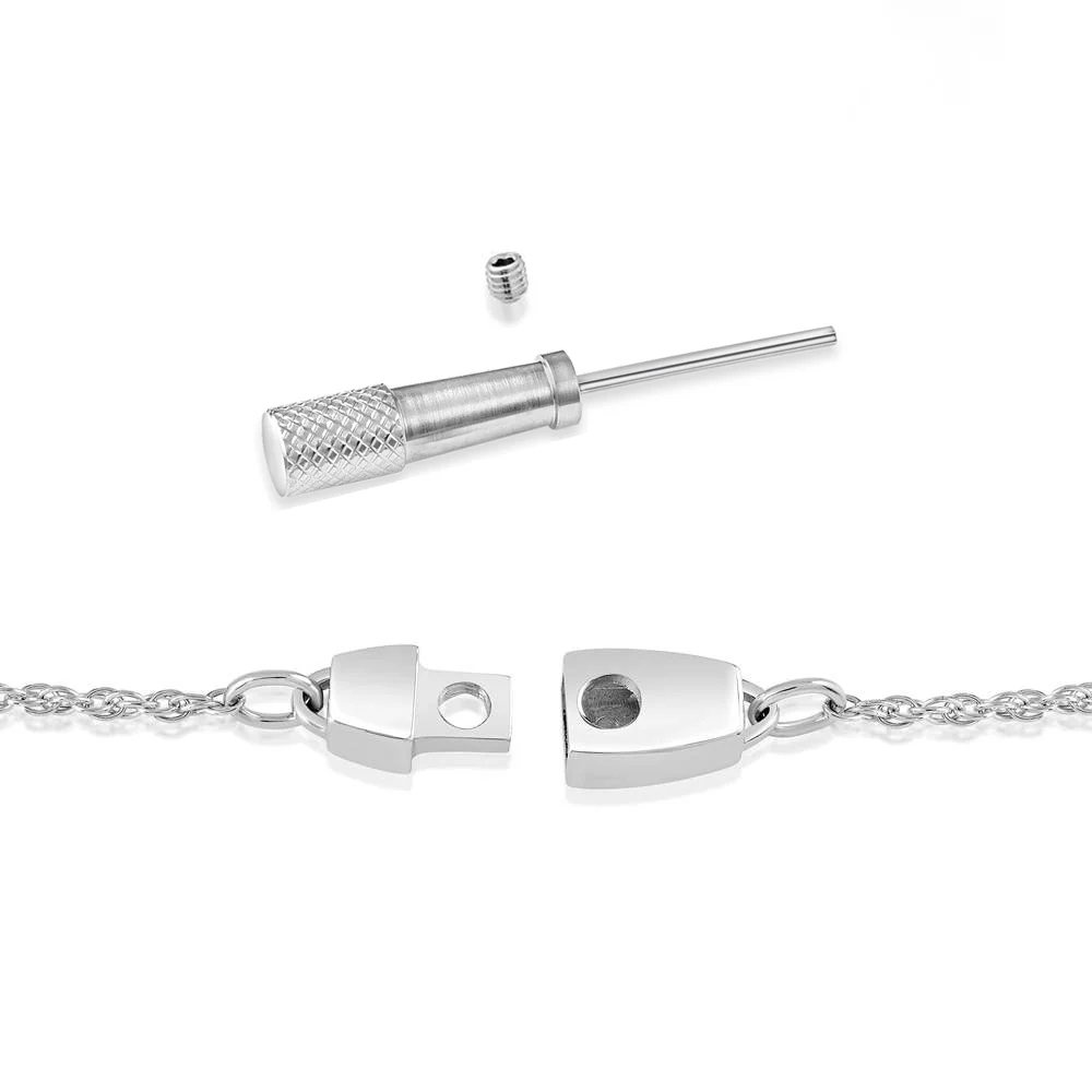 Locking Sterling Silver Fine Rope Chain Necklace with Sliding Heart Pendant - Image 4