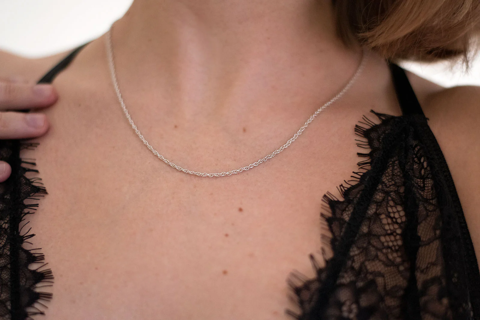 Locking Sterling Silver Fine Rope Chain Necklace - Image 4